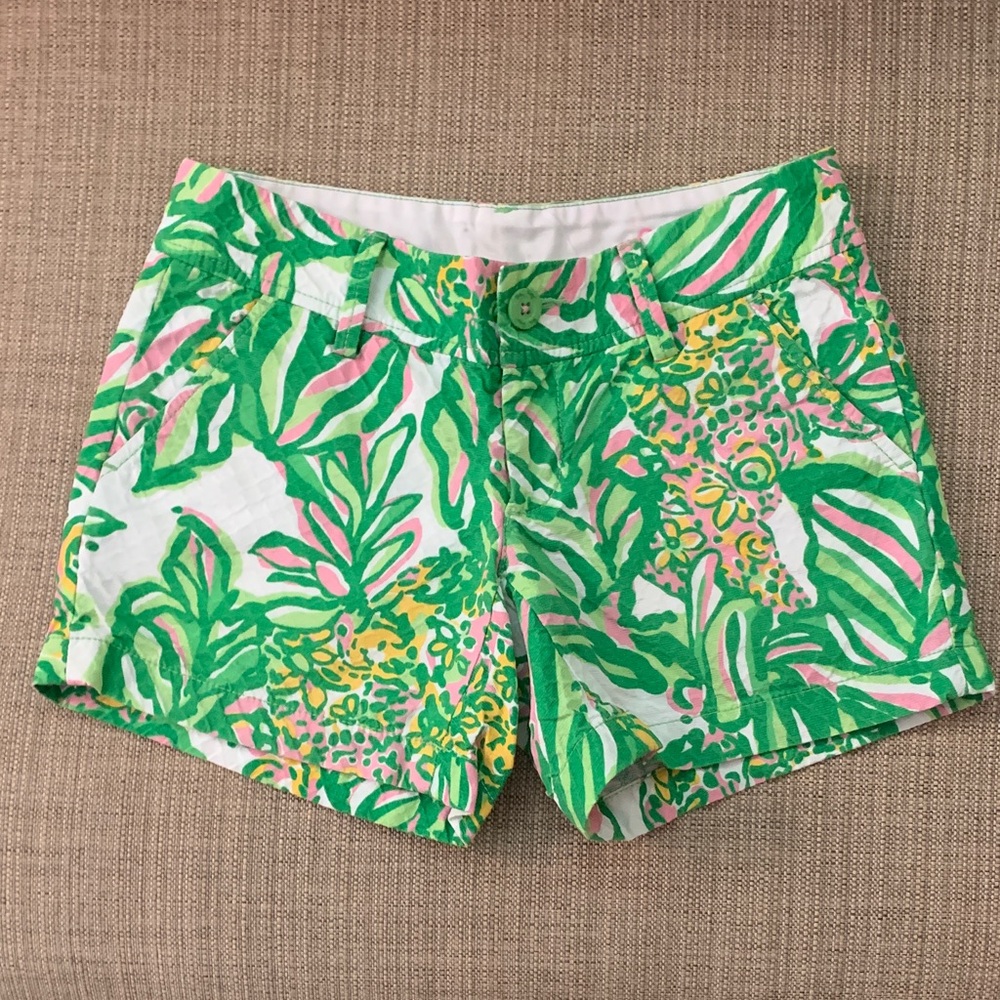Lilly Pulitzer Green and Pink Patterned Shorts